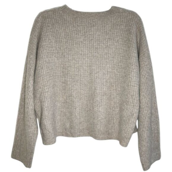 Aqua Cashmere Cable Knit Sweater Tan Beige 100% Cashmere Luxury L - Picture 5 of 5